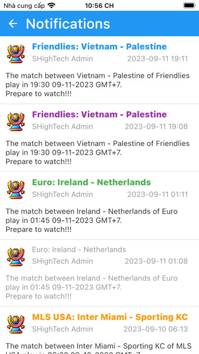 Match Schedule Screenshot