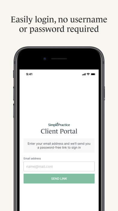 SimplePractice Client Portal Screenshot