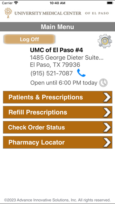 UMC El Paso Pharmacy Screenshot