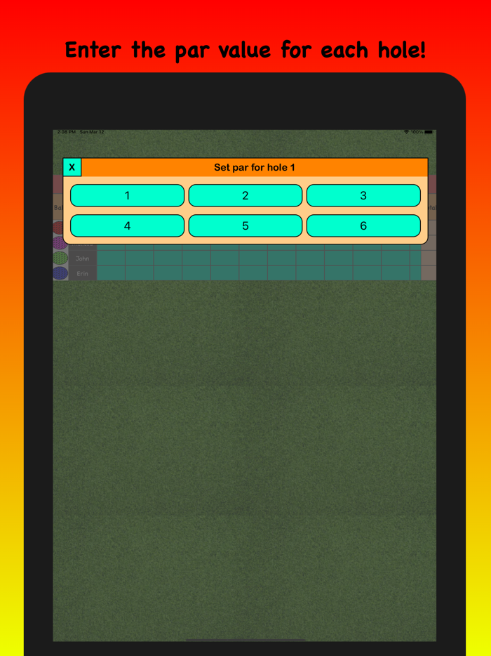 Mini-Golf Score Card