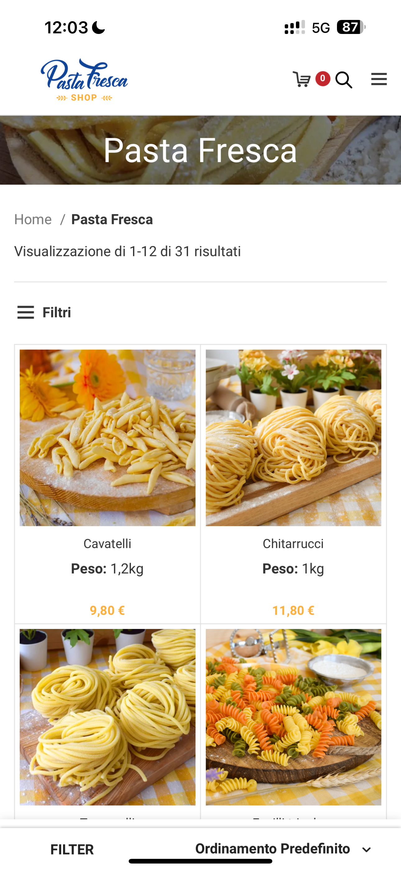 Pasta Fresca | Shop screenshot 4