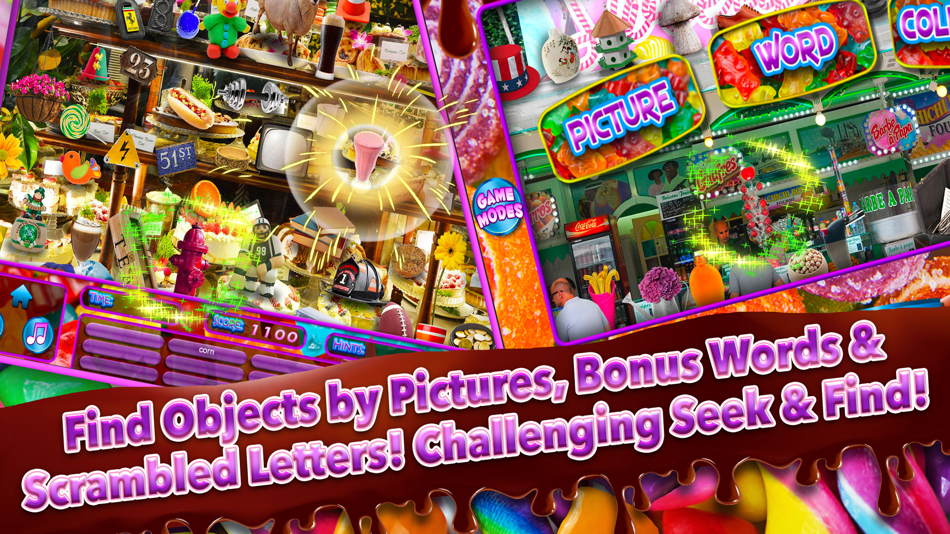#4. Hidden Object Candy Chaos Find (iOS) By: Brainfull, LLC