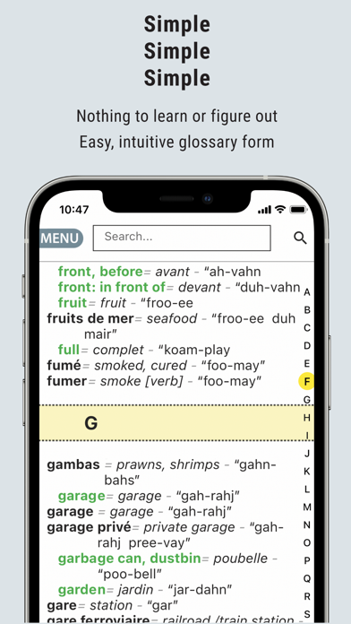 Traveler’s French Cheat Sheet Screenshot