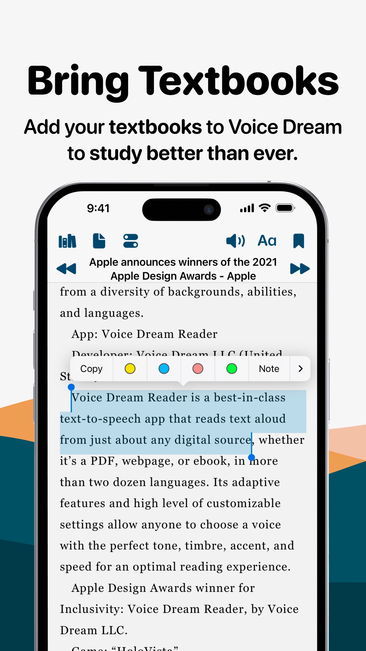 Screenshot do app Voice Dream Reader TTS