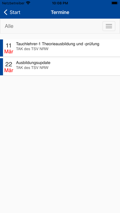 Tauchsportverband NRW e.V. Screenshot