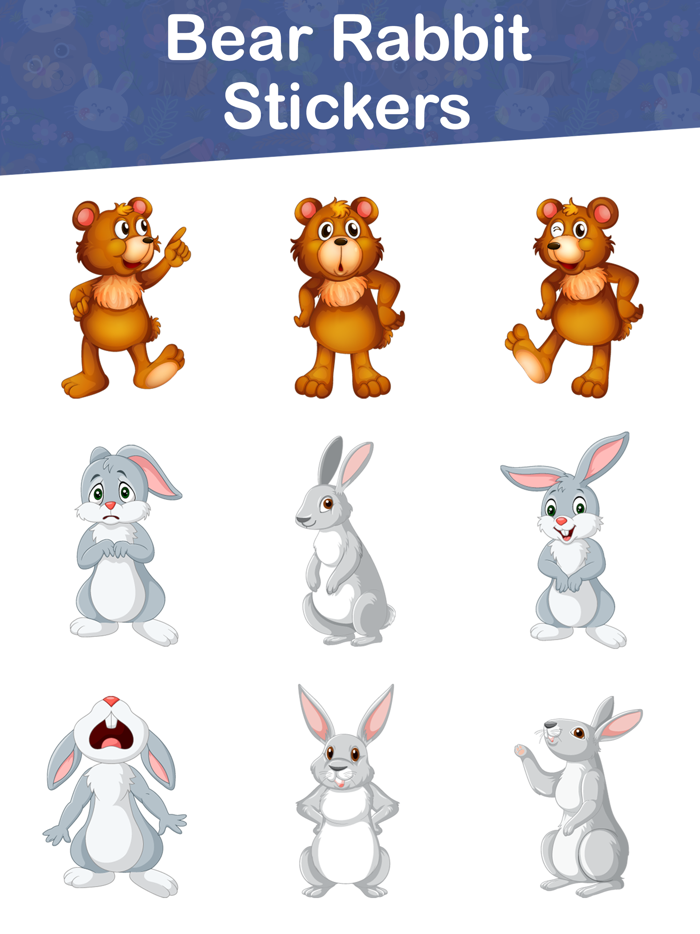 Bear Rabbit Stickers