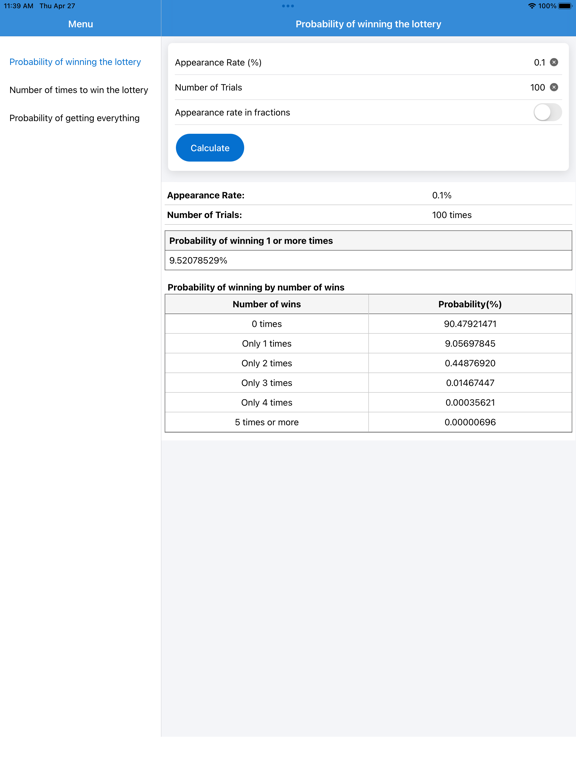 Lottery Probability Calculator