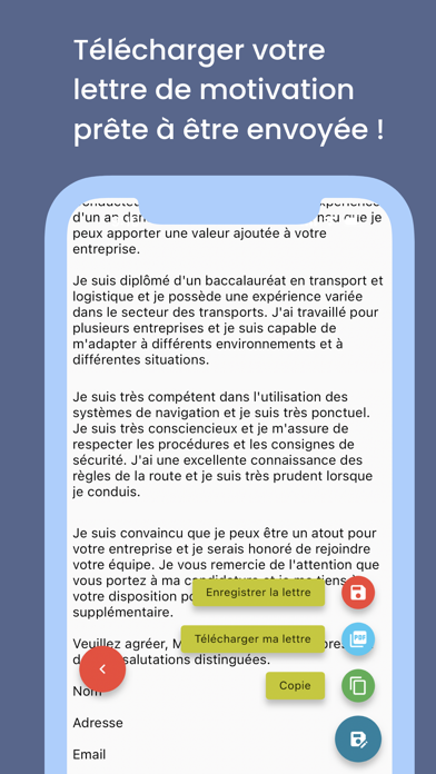 Lettre de motivation IA Screenshot