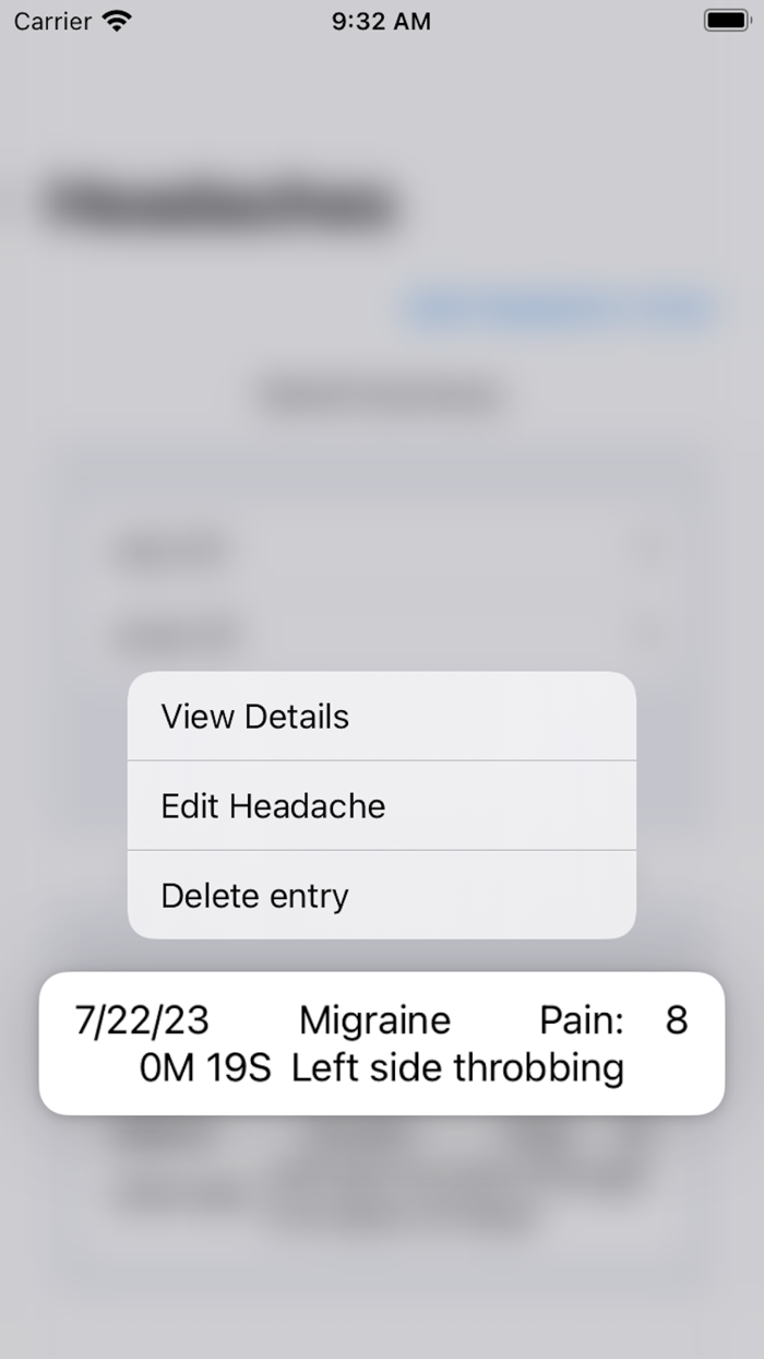 My Simple Headache Tracker