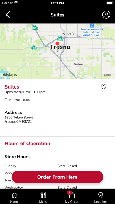 Fresno Grizzlies Suite Menu Screenshot