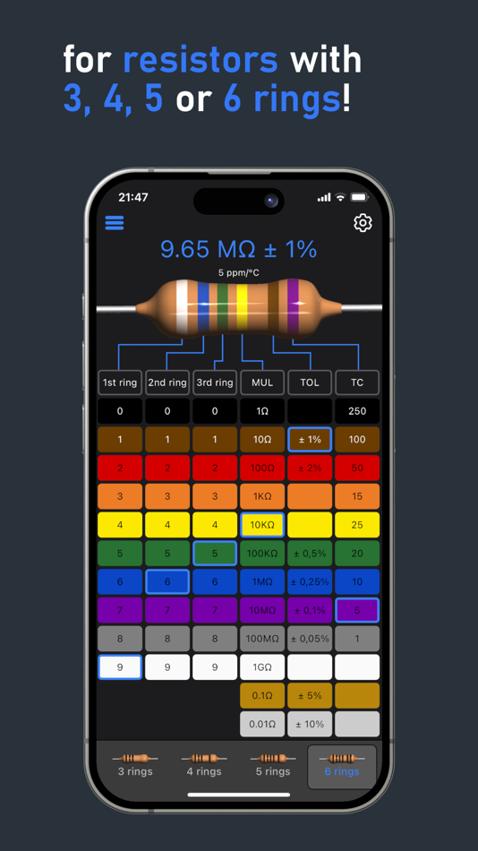#4. Resistance Color Calculator (iOS) Podle: Fabian Schiller