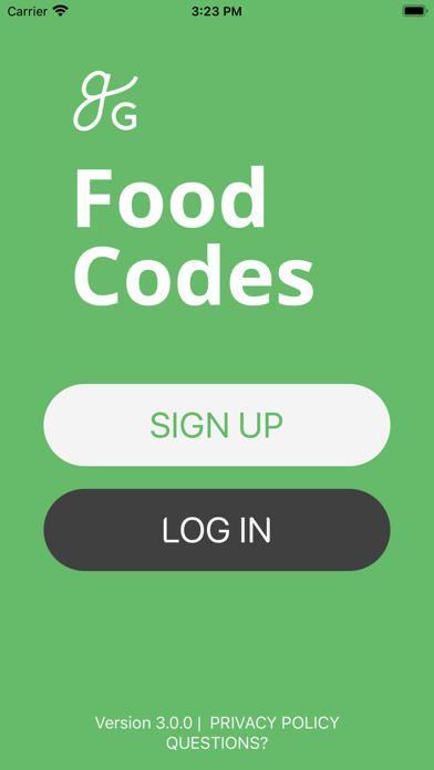 GG Food Codes Screenshot