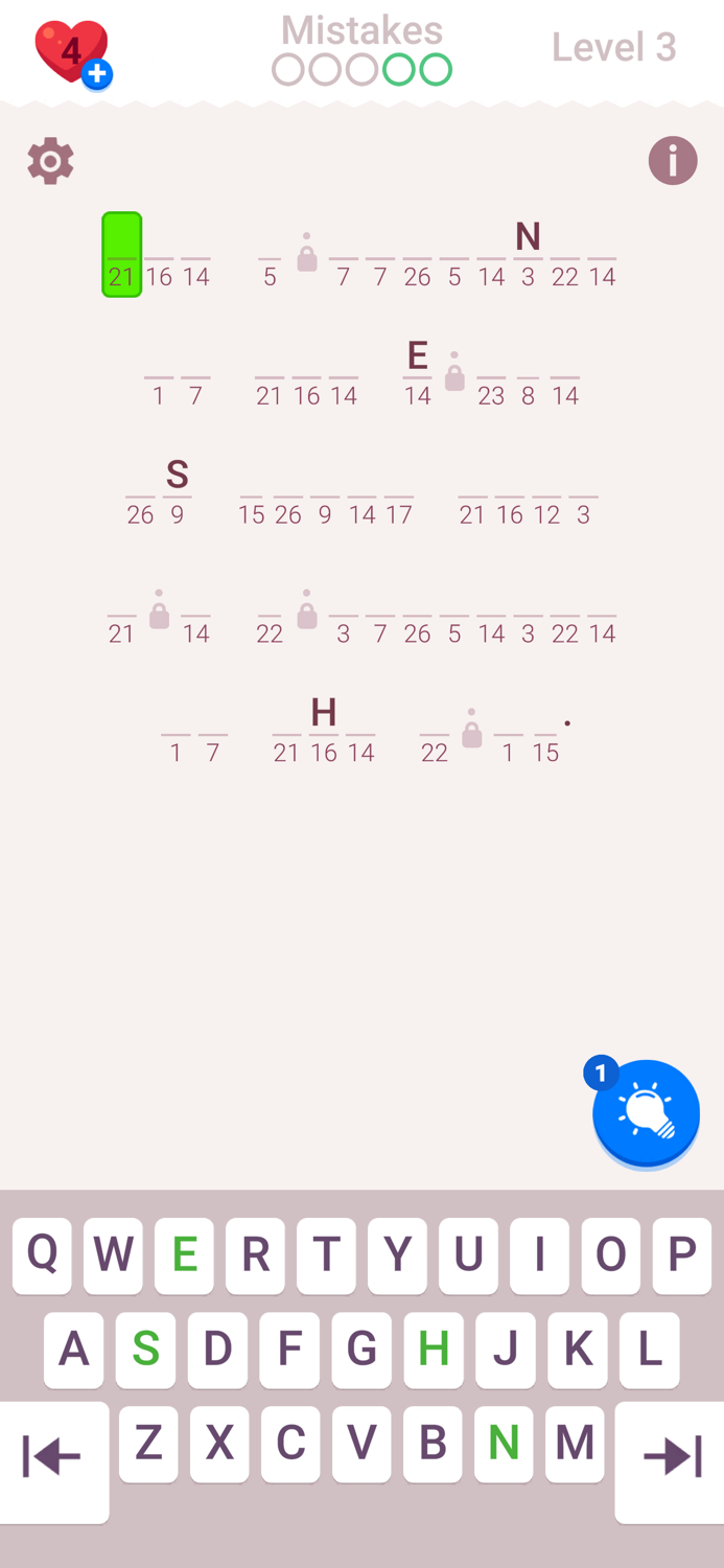 Cryptogram Word Brain Puzzle
