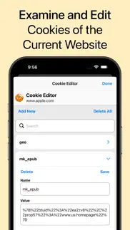 cookie editor for safari iphone screenshot 2