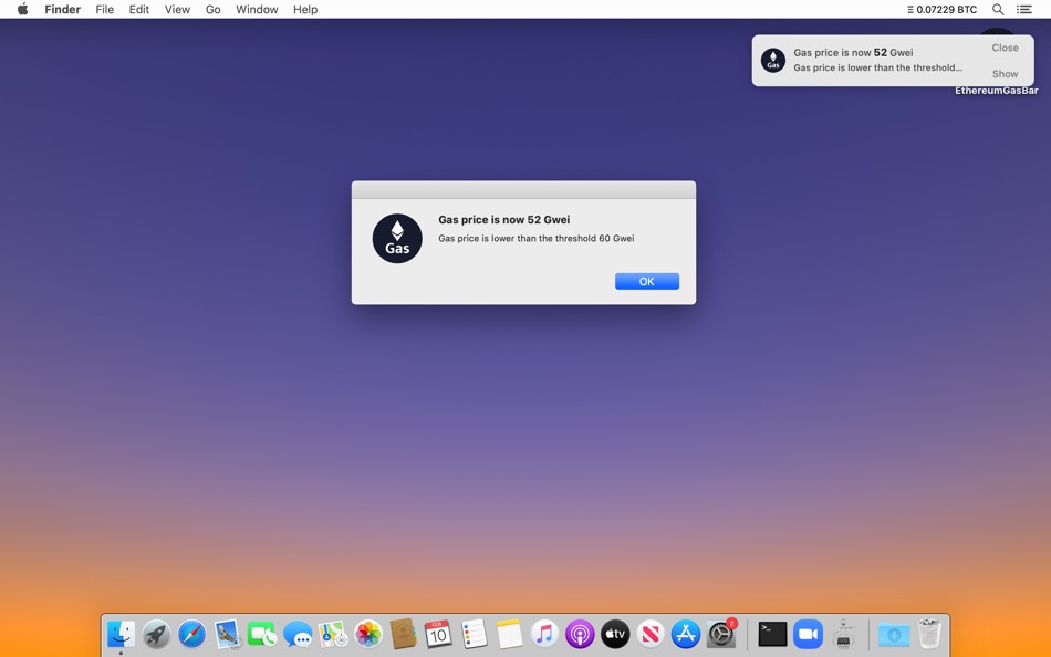 #2. Ethereum Gas Bar with Alert (macOS) 由: Academica.kr