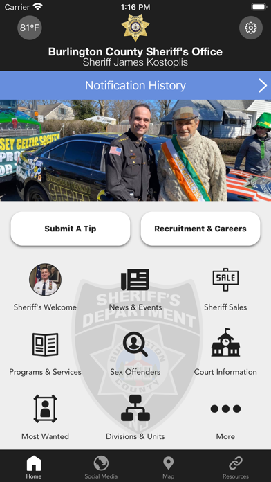 Burlington County Sheriff NJ Screenshot