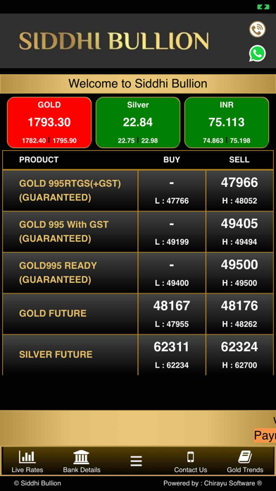 Siddhi Bullion Screenshot