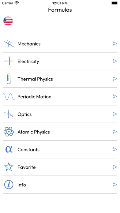 Physics Formulas. Screenshot