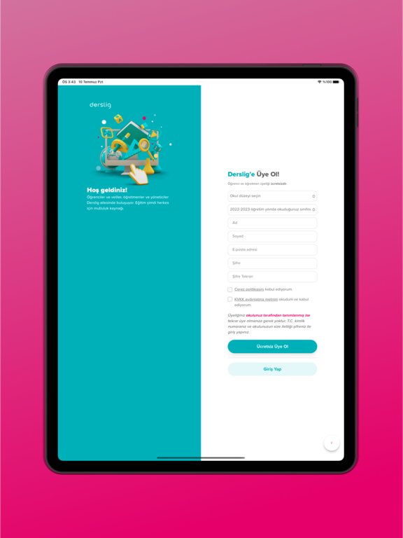 Derslig iPad screenshot 1 - Education app