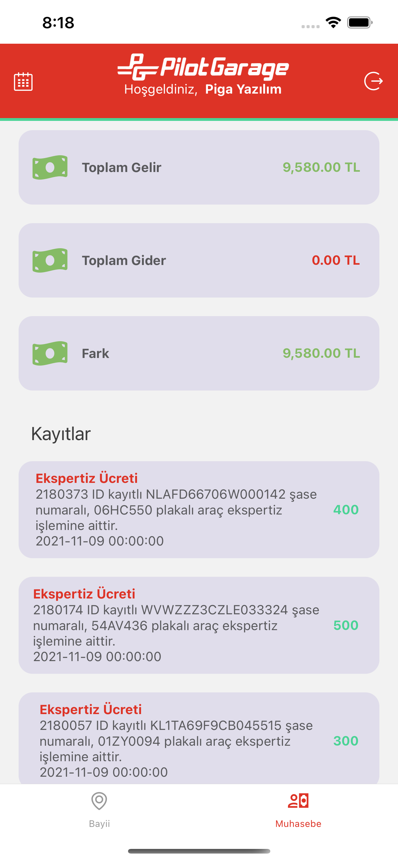 Pilotgarage Bayi Uygulaması