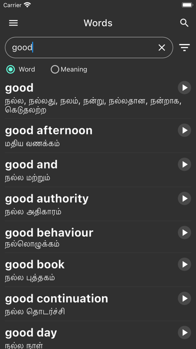 Tamil Dictionary Screenshot