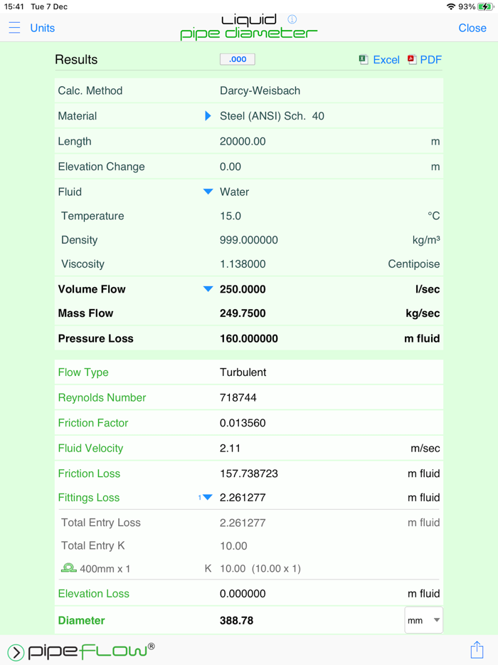 Pipe Flow Liquid Pipe Diameter