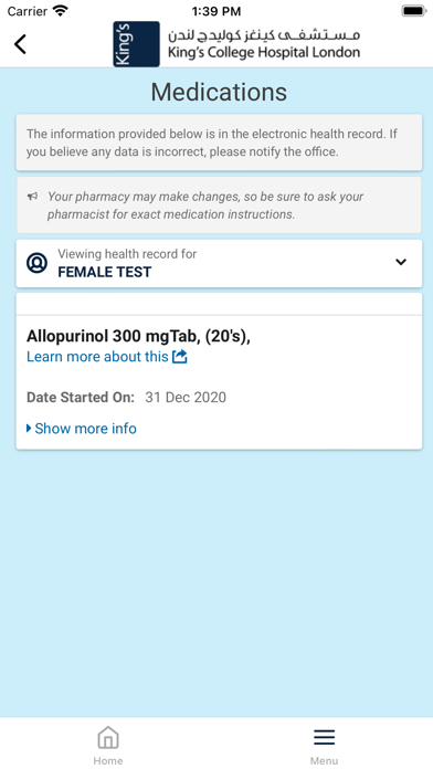King's College Hospital Dubai Screenshot