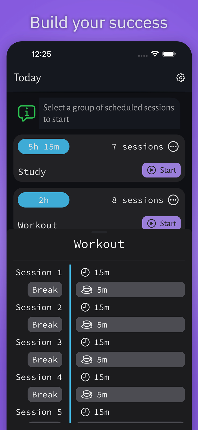 Timed - sessions with breaks