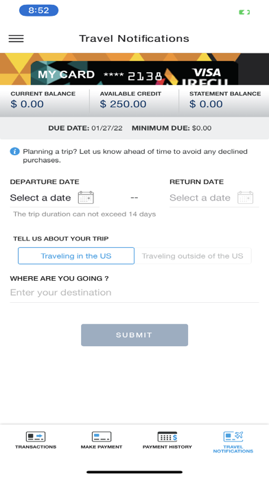 IRFCU Credit Card Screenshot