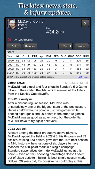 Fantasy Hockey Draft Kit '23 Screenshot