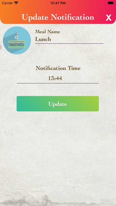 EatMeal Notifier Reminder Screenshot
