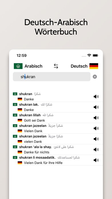 Arabisch/Deutsch Wörterbuch Screenshot