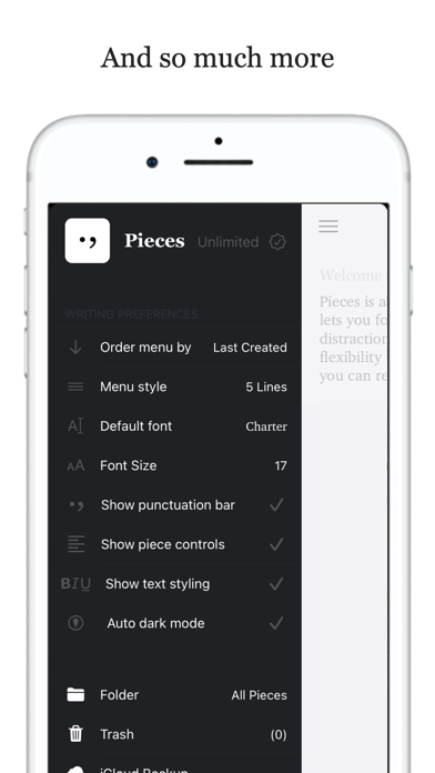 Pieces Minimalist Writing Screenshot
