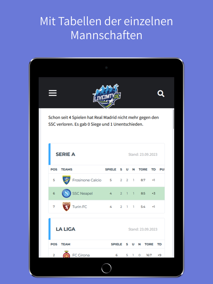 Live im TV - Sport Live