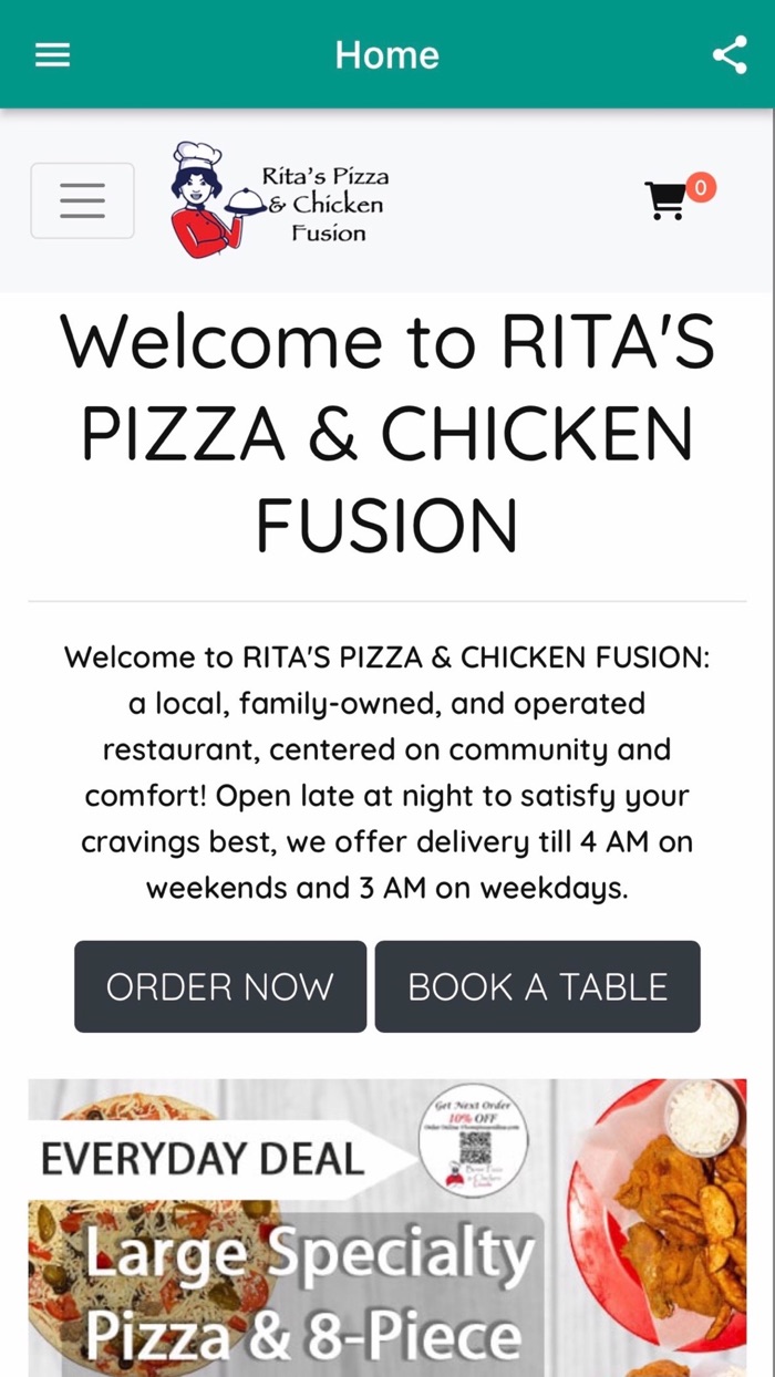 RITAS PIZZA and CHICKEN FUSION