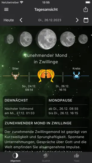 Screenshot von MoonWorx Mondkalender auf dem iPhone 1