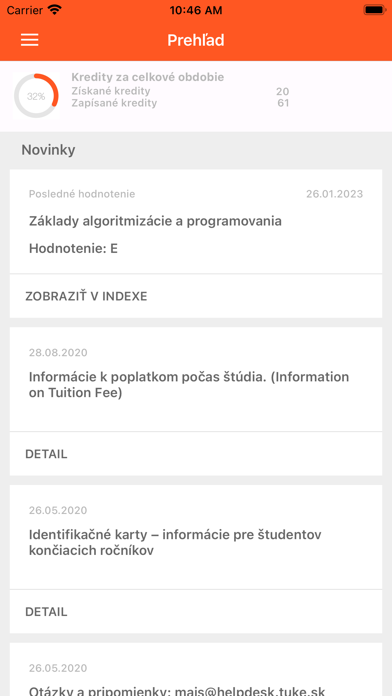 MAIS Študent Screenshot