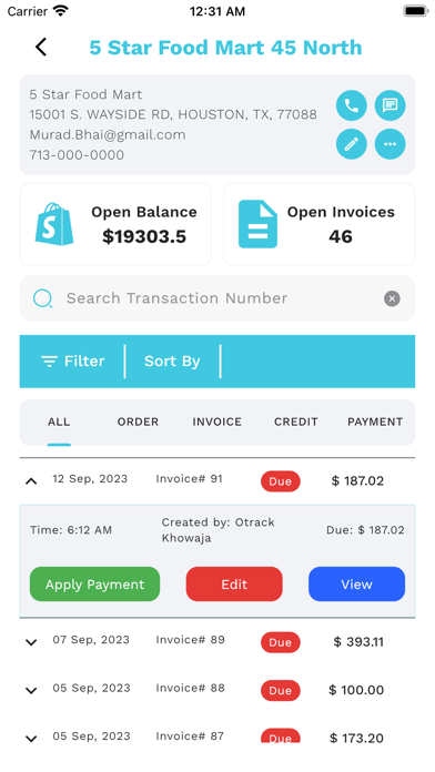 Otrack Invoice Screenshot