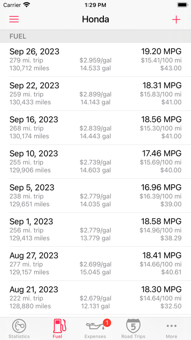 Road Trip MPG Screenshot