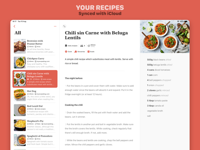 ‎Mela - Screenshot ng Recipe Manager