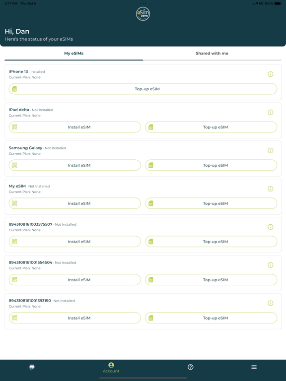 eSIMzero iPad screenshot 2 - Travel app