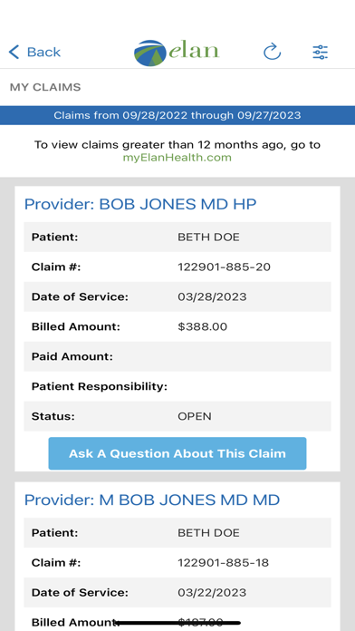 myElanHealth Portal Screenshot