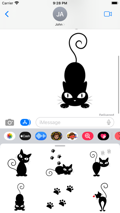 Black Funny Cat Stickers Screenshot