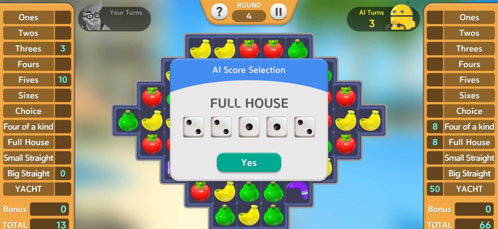 Yatzy Puzzle Dice Random Roll