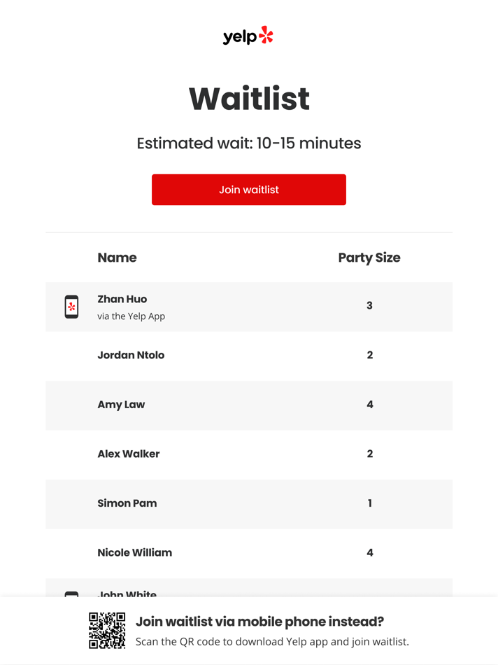 #2. Yelp Guest Manager Kiosk (iOS) Podle: Nowait