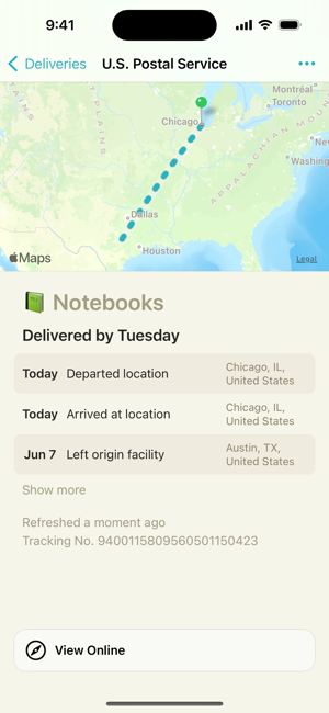 ‎Deliveries: a package tracker Screenshot