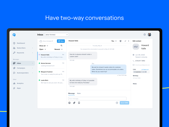SimpleTexting iPad screenshot 3 - Business app