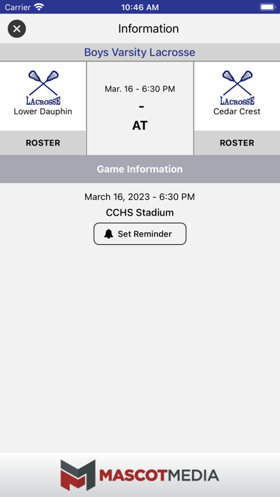 Cedar Crest Falcons Athletics Screenshot