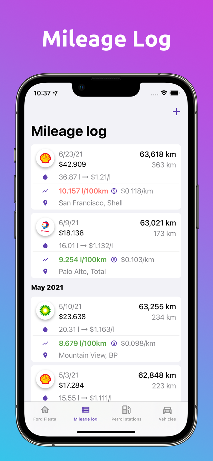 Fuelio - gas log MPG