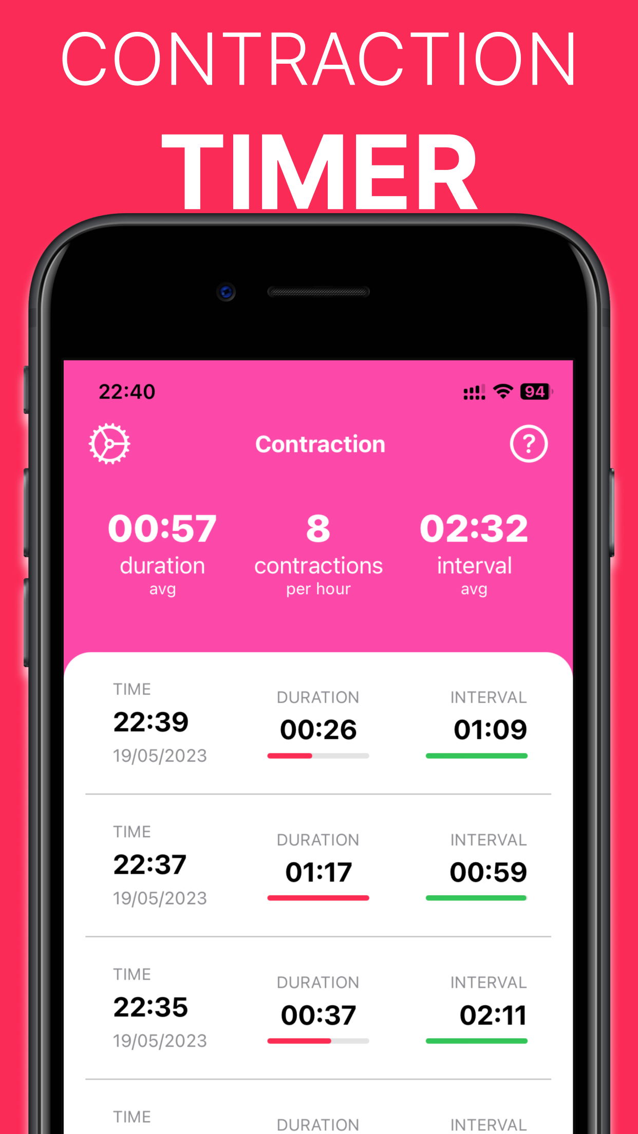 Contraction Tracker Count Free Download App for iPhone
